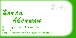 marta akerman business card